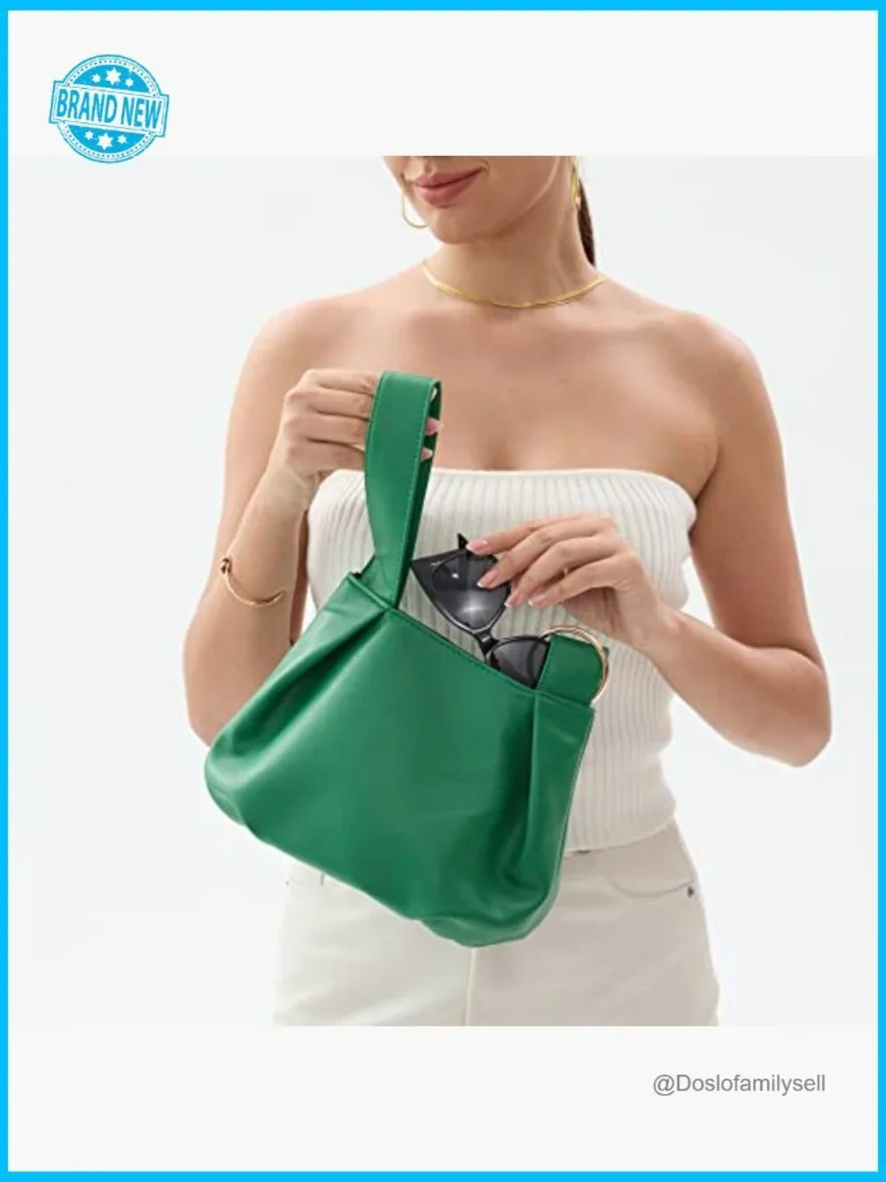 Soft Vegan Leather Hobo Top Handle Bag Small Tote Purse Clutch Wristlet